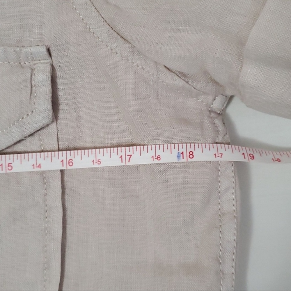 100% Linen Beige Short Sleeve Shirt - sz XS/S - Picture 10 of 11